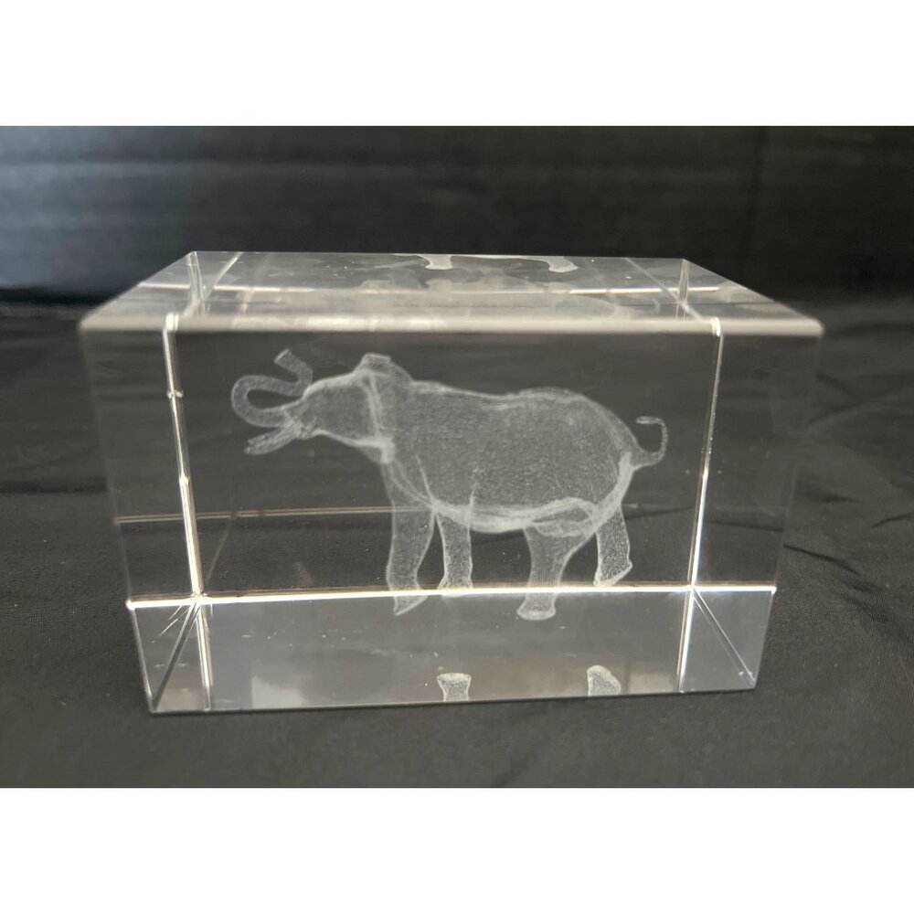 Crystal 3D Laser Art Elephant Paperweight 3”x2”